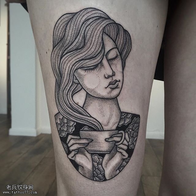 手臂线条美女纹身图案