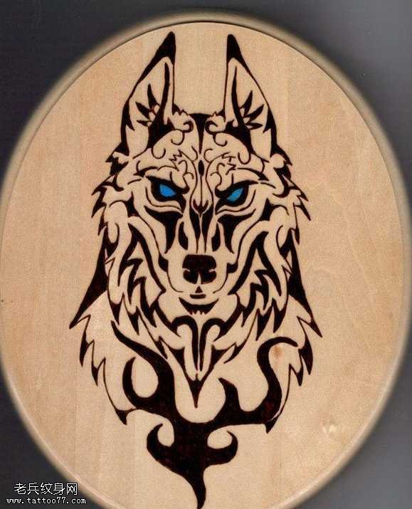 手稿幽灵狼纹身图案