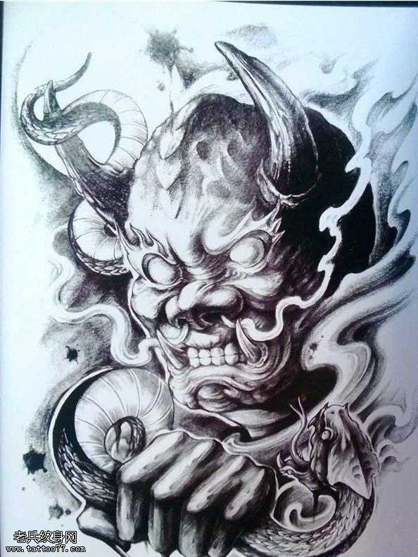 手稿传统年般若鉴纹身图案