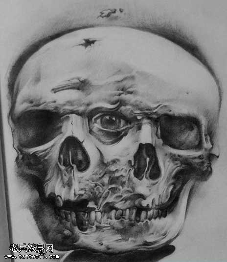 手稿欧美素描骷髅头纹身图案