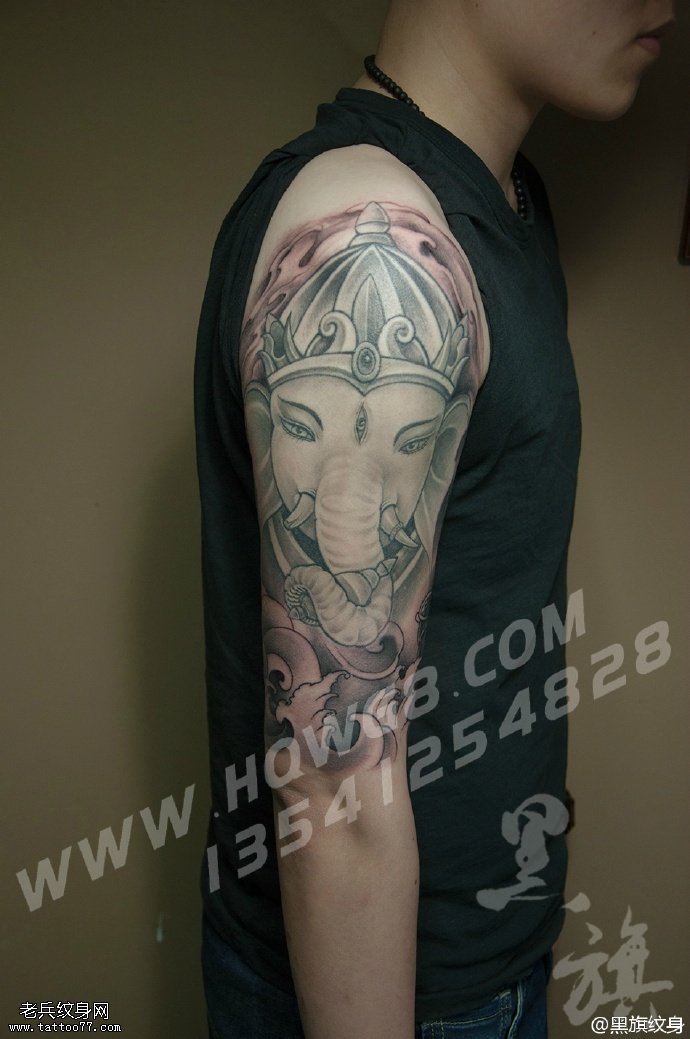 大臂经典象神纹身图案