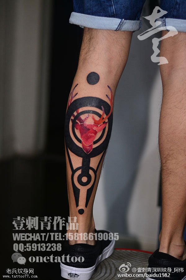 包小腿经典图腾纹身图案