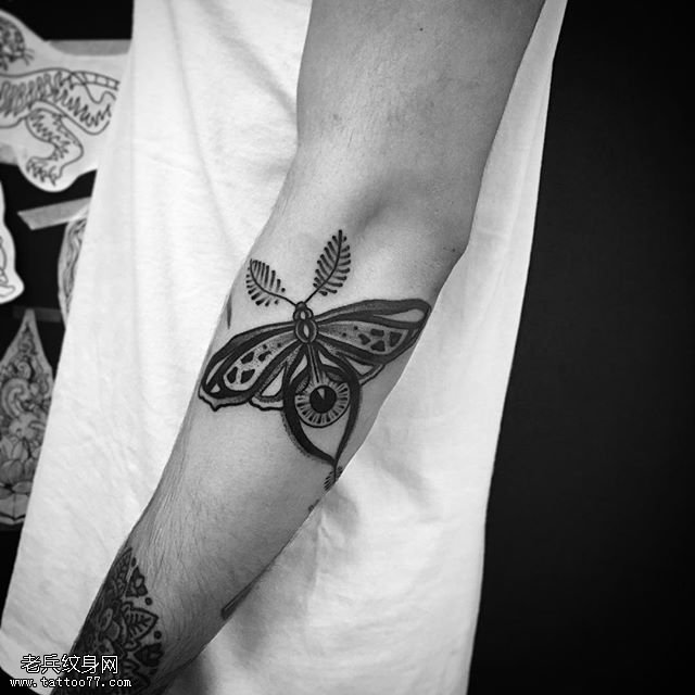 小臂经典蝴蝶纹身图案