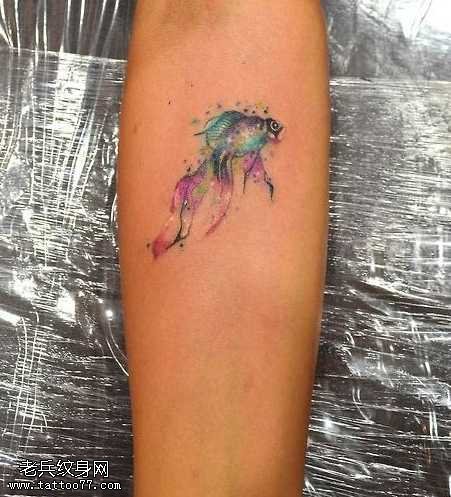 手臂星空鱼纹身图案