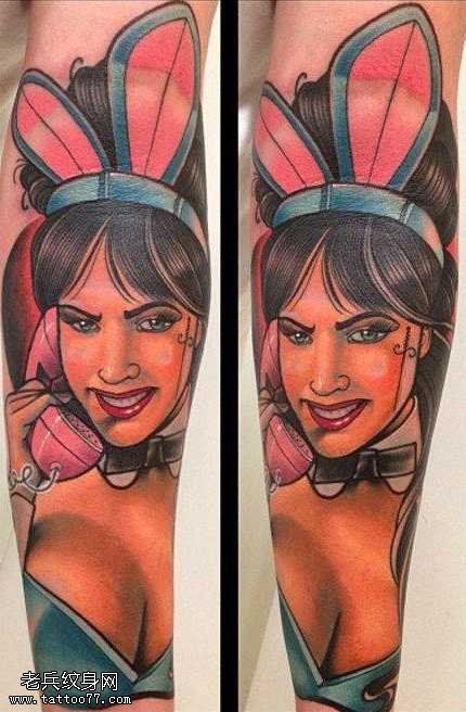 手臂兔女郎纹身图案