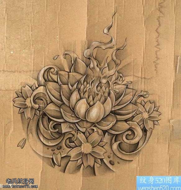 手稿莲花纹身图案