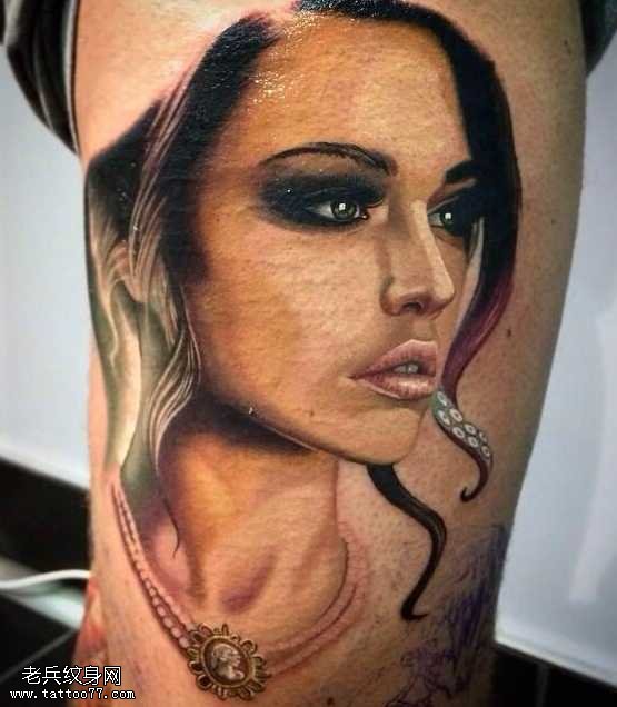漂亮的美女头像纹身图案