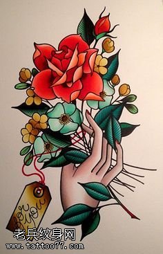 手稿美丽的花束纹身图案