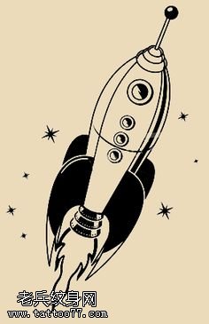 手稿上天的火箭纹身图案