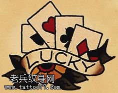 手稿经典的扑克牌纹身图案
