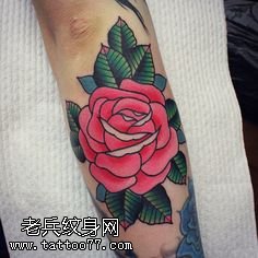 手臂荆棘写实玫瑰纹身图案