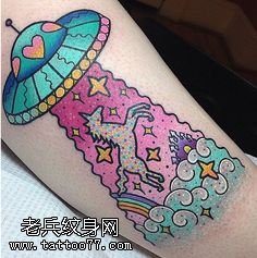 手臂空中飞碟纹身图案