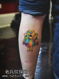小腿彩绘玩偶纹身图案