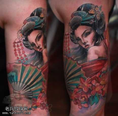 手臂艺伎纹身图案