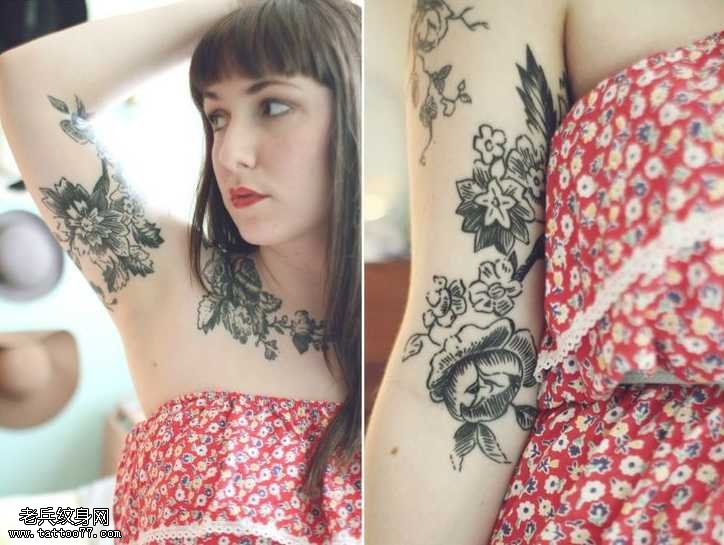 手臂花朵图腾纹身图案