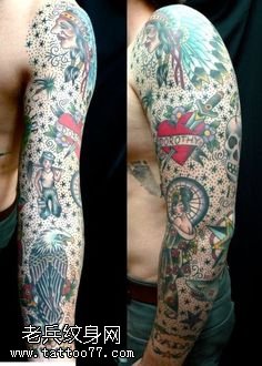 欧美风经典图腾花臂纹身图案