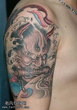 手臂帅气的般若纹身图案