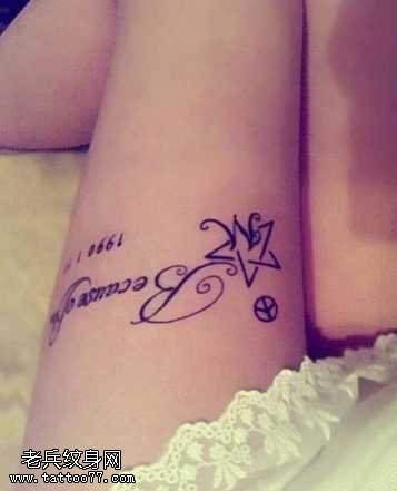 腿部销魂唯美纹身图案
