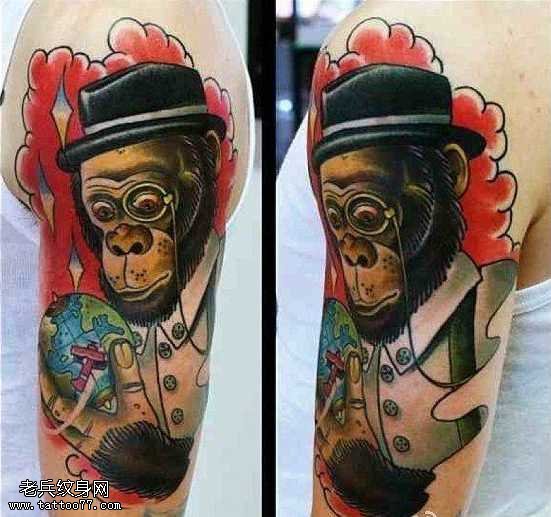 胳膊猩猩纹身图案