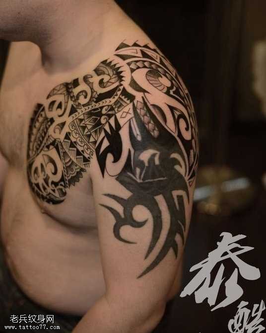 胳膊半甲图腾纹身图案