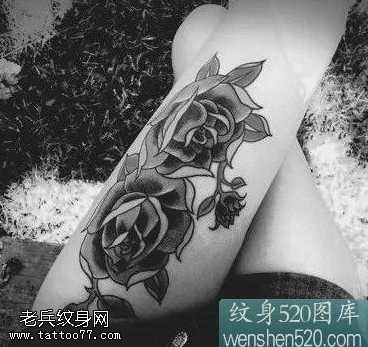 娇艳迷人的玫瑰纹身图案