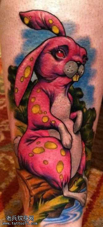 腿部兔子纹身图案