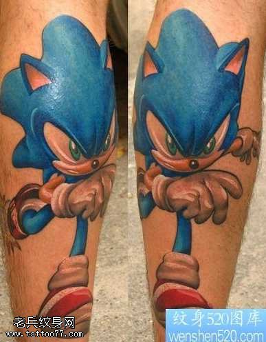 腿部洛克人纹身图案