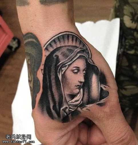 手部圣母玛利亚纹身图案