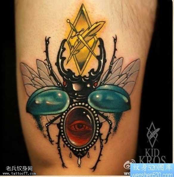 风格的甲虫纹身图案