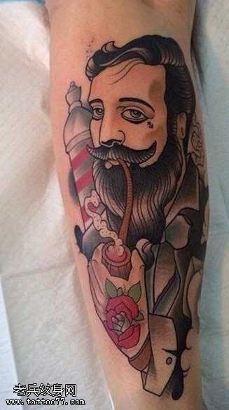 手臂人物肖像纹身图案