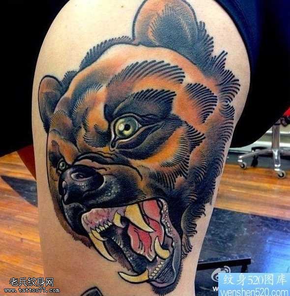 手臂school熊纹身图案