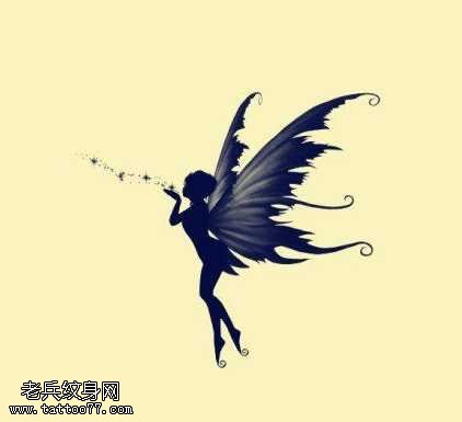 手稿蝴蝶天使精灵纹身图案
