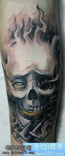 手臂欧美骷髅头纹身图案