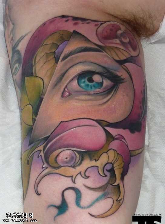 胳膊个性眼睛纹身图案