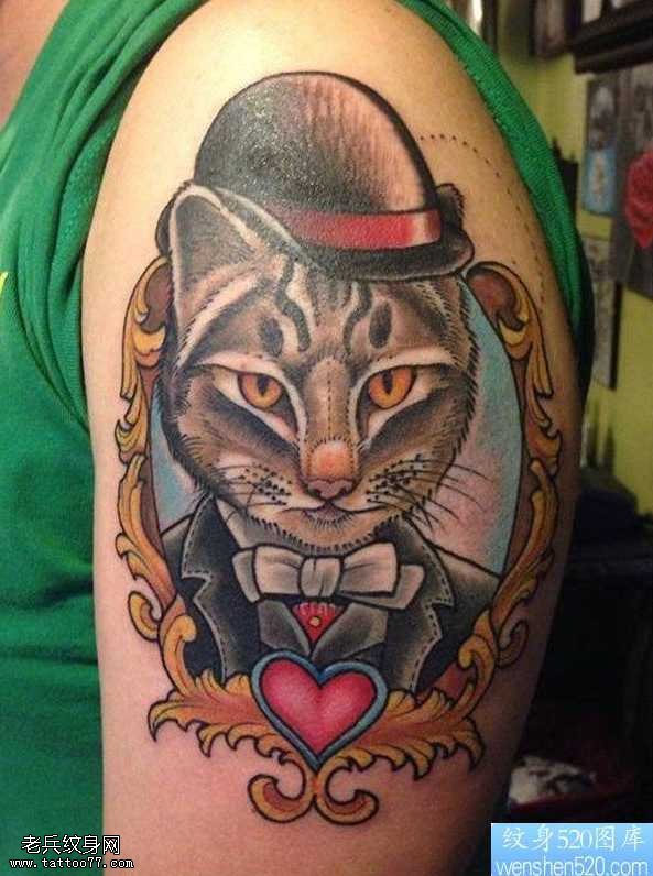 手臂猫先生纹身图案