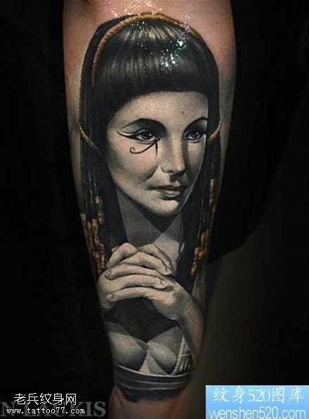 手臂法老女人肖像纹身图案