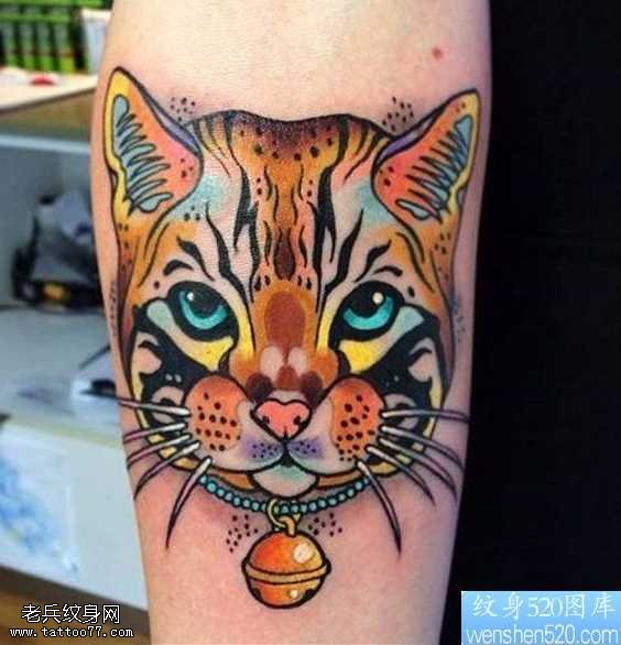 手臂老虎头纹身图案