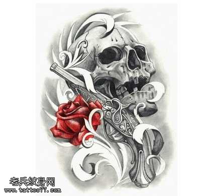 手稿骷髅纹身图案