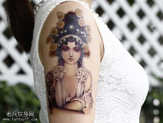 中国京剧人物美女花旦纹身图案