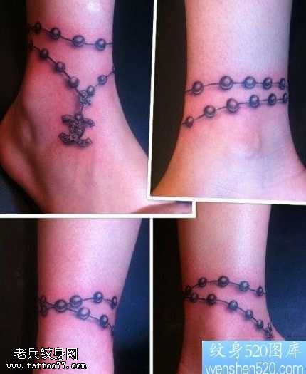 腿部香奈儿纹身图案