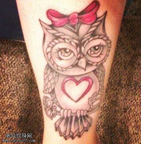 可爱呆萌的猫头鹰纹身图案