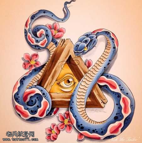 手稿三角眼蛇纹身图案
