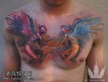 红蓝天使纹身图案