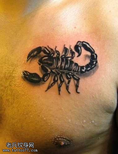 胸部时尚的蝎子纹身图案