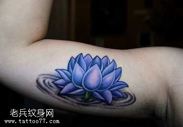 胳膊蓝莲花纹身图案