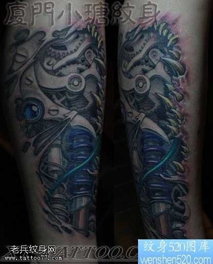 腿部机器腿纹身图案