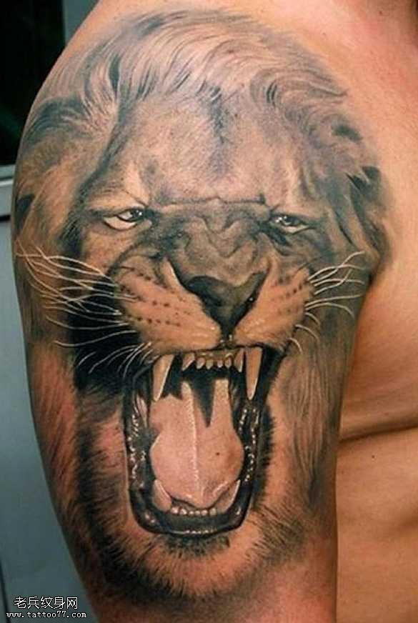 凶猛狮子纹身图案