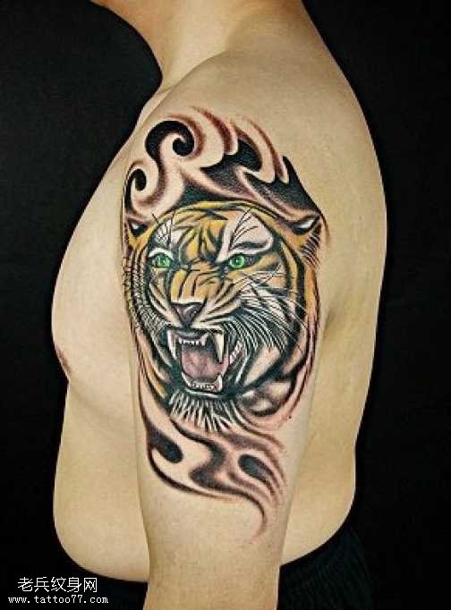 胳膊老虎纹身图案