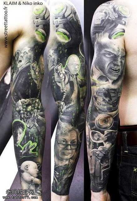 手臂绿雷人物纹身图案