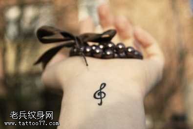小清新一个音符纹身图案